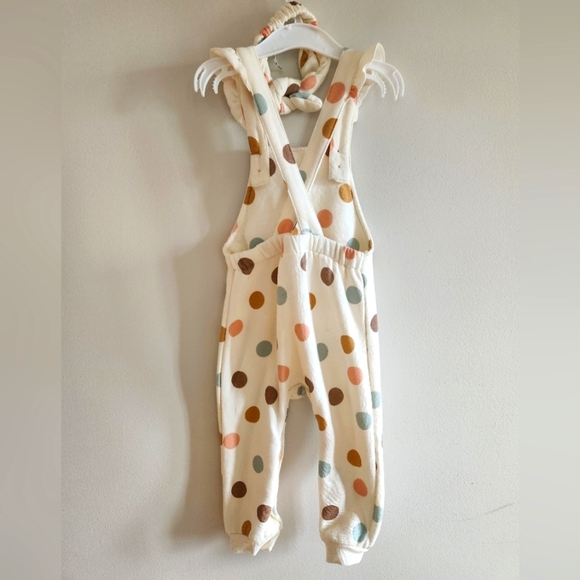 Polka Dot Romper&Headband Set 24 Months with Fleece Animal Pocket - Picture 2 of 8